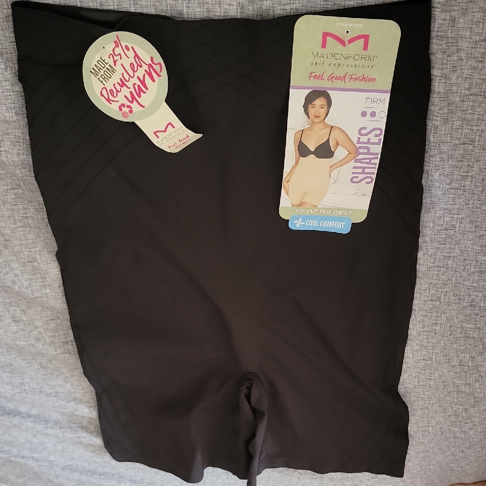 Maidenform Shapes Firm Control Black Shapewear High Waist Thigh Cool Comfort NWT